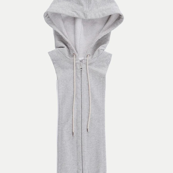 Gray Sleeveless Zip-Up Hoodie - Picture 5 of 6